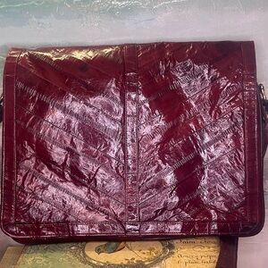Red Vintage Eel Skin Shoulder Bag